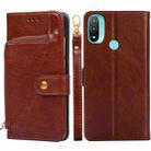 For Motorola Moto E20 / E40 Zipper Bag Leather Phone Case(Brown) - 1