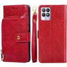 For OPPO Realme 8i Zipper Bag Leather Phone Case(Red) - 1