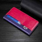 For OPPO Realme 8i Contrast Color Side Buckle Leather Phone Case(Purple + Rose Red) - 1