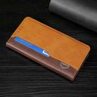 For Samsung Galaxy A13 5G Contrast Color Side Buckle Leather Phone Case(Dark Brown + Gold) - 1