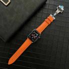 Lychee Genuine Leather Watch Band For Apple Watch Series 8&7 41mm / SE 2&6&SE&5&4 40mm / 3&2&1 38mm(Orange) - 1