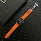 Lychee Genuine Leather Watch Band For Apple Watch Ultra 49mm / Series 8&7 45mm / SE 2&6&SE&5&4 44mm / 3&2&1 42mm(Orange) - 1