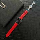 Lychee Genuine Leather Watch Band For Apple Watch Ultra 49mm / Series 8&7 45mm / SE 2&6&SE&5&4 44mm / 3&2&1 42mm(Red) - 1