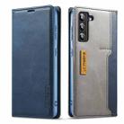 For Samsung Galaxy S22 5G LC.IMEEKE LC-001 Series PU + TPU Color Matching Frosted Leather Phone Case(Blue) - 1