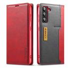 For Samsung Galaxy S22 5G LC.IMEEKE LC-001 Series PU + TPU Color Matching Frosted Leather Phone Case(Red) - 1