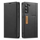 For Samsung Galaxy S22 5G LC.IMEEKE LC-001 Series PU + TPU Color Matching Frosted Leather Phone Case(Black) - 1