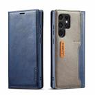 For Samsung Galaxy S22 Ultra 5G LC.IMEEKE LC-001 Series PU + TPU Color Matching Frosted Leather Phone Case(Blue) - 1