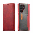 For Samsung Galaxy S22 Ultra 5G LC.IMEEKE LC-001 Series PU + TPU Color Matching Frosted Leather Phone Case(Red) - 1