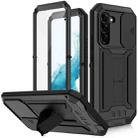 For Samsung Galaxy S22 5G R-JUST Sliding Camera Metal + Silicone Holder Phone Case(Black) - 1