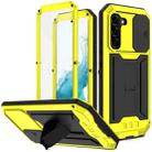 For Samsung Galaxy S22 5G R-JUST Sliding Camera Metal + Silicone Holder Phone Case(Yellow) - 1