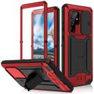 For Samsung Galaxy S22 Ultra 5G R-JUST Sliding Camera Metal + Silicone Holder Phone Case(Red) - 1