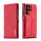 For Samsung Galaxy S22 Ultra 5G LC.IMEEKE Hon Ancient Series Horizontal Flip Leather Phone Case(Red) - 1