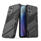 For OPPO Reno7 5G China Punk Armor 2 in 1 PC + TPU Shockproof Phone Case with Invisible Holder(Black) - 1