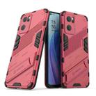 For OPPO Reno7 5G China Punk Armor 2 in 1 PC + TPU Shockproof Phone Case with Invisible Holder(Light Red) - 1