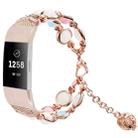 For Fitbit Charge 5 Agate Luminous Bead Steel Watch Band(Rose Gold) - 1