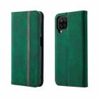 For Samsung Galaxy A12 Splicing Skin Feel Magnetic Leather Phone Case(Green) - 1