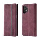 For Samsung Galaxy A32 4G Splicing Skin Feel Magnetic Leather Phone Case(Wine Red) - 1