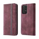 For Samsung Galaxy A72 Splicing Skin Feel Magnetic Leather Phone Case(Wine Red) - 1