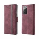 For Samsung Galaxy Note20 Splicing Skin Feel Magnetic Leather Phone Case(Wine Red) - 1