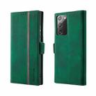 For Samsung Galaxy Note20 Splicing Skin Feel Magnetic Leather Phone Case(Green) - 1