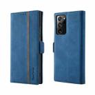 For Samsung Galaxy Note20 Ultra Splicing Skin Feel Magnetic Leather Phone Case(Blue) - 1