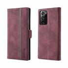 For Samsung Galaxy Note20 Ultra Splicing Skin Feel Magnetic Leather Phone Case(Wine Red) - 1