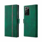 For Samsung Galaxy Note20 Ultra Splicing Skin Feel Magnetic Leather Phone Case(Green) - 1