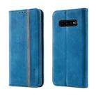 For Samsung Galaxy S10 Splicing Skin Feel Magnetic Leather Phone Case(Blue) - 1