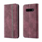 For Samsung Galaxy S10 Splicing Skin Feel Magnetic Leather Phone Case(Wine Red) - 1
