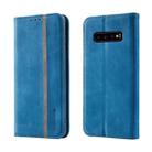 For Samsung Galaxy S10+ Splicing Skin Feel Magnetic Leather Phone Case(Blue) - 1