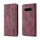 For Samsung Galaxy S10+ Splicing Skin Feel Magnetic Leather Phone Case(Wine Red) - 1