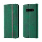 For Samsung Galaxy S10+ Splicing Skin Feel Magnetic Leather Phone Case(Green) - 1