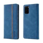 For Samsung Galaxy S20+ Splicing Skin Feel Magnetic Leather Phone Case(Blue) - 1