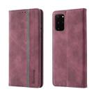 For Samsung Galaxy S20+ Splicing Skin Feel Magnetic Leather Phone Case(Wine Red) - 1