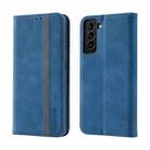 For Samsung Galaxy S21+ 5G Splicing Skin Feel Magnetic Leather Phone Case(Blue) - 1