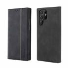 For Samsung Galaxy S22 Ultra 5G Splicing Skin Feel Magnetic Leather Phone Case(Black) - 1