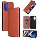 For Motorola Moto G51 5G Carbon Fiber Texture Flip Leather Phone Case(Brown) - 1