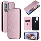 For Motorola Moto G31 / G41 Carbon Fiber Texture Flip Leather Phone Case(Pink) - 1