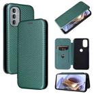 For Motorola Moto G31 / G41 Carbon Fiber Texture Flip Leather Phone Case(Green) - 1