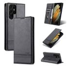 For Samsung Galaxy S22 Ultra 5G AZNS Magnetic Calf Texture Horizontal Flip Leather Phone Case(Black) - 1