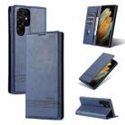 For Samsung Galaxy S22 Ultra 5G AZNS Magnetic Calf Texture Horizontal Flip Leather Phone Case(Dark Blue) - 1