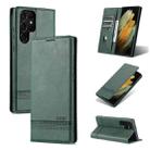 For Samsung Galaxy S22 Ultra 5G AZNS Magnetic Calf Texture Horizontal Flip Leather Phone Case(Dark Green) - 1