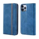 For iPhone 13 Pro Max Splicing Skin Feel Magnetic Leather Phone Case (Blue) - 1