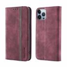 Splicing Skin Feel Magnetic Leather Phone Case For iPhone 13 Pro(Wine Red) - 1