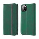 For iPhone 13 Splicing Skin Feel Magnetic Leather Phone Case(Green) - 1