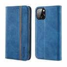 Splicing Skin Feel Magnetic Leather Phone Case For iPhone 13 mini(Blue) - 1