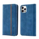 Splicing Skin Feel Magnetic Leather Phone Case For iPhone 12 / 12 Pro(Blue) - 1
