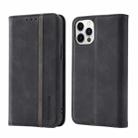 Splicing Skin Feel Magnetic Leather Phone Case For iPhone 12 / 12 Pro(Black) - 1