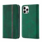 Splicing Skin Feel Magnetic Leather Phone Case For iPhone 12 / 12 Pro(Green) - 1