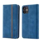 For iPhone 12 mini Splicing Skin Feel Magnetic Leather Phone Case (Blue) - 1